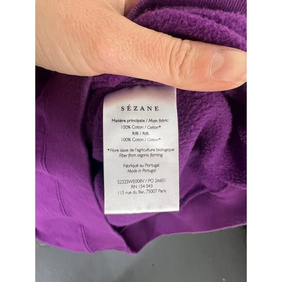 Sezane Women's Crew-Neck Sweatshirt Long Sleeve Regular Fit Purple Size M - Picture 4 of 6